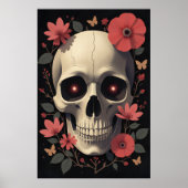 Gothic Floral Skull - Stylized Skull ポスター (正面)
