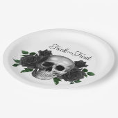 Gothic Floral Skull Trick Or Treat Halloween ペーパープレート (アングル)