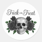 Gothic Floral Skull Trick Or Treat Halloween ラウンドシール (正面)