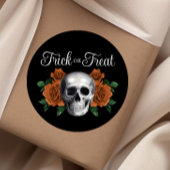 Gothic Floral Skull Trick Or Treat Halloween ラウンドシール