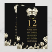 Gothic Floral Skulls Table Number Seating Chart 招待状 (正面/裏面)