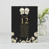 Gothic Floral Skulls Table Number Seating Chart 招待状 (スタンド正面)