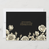 Gothic Floral Skulls Wedding Black And Gold サンキューカード (裏面)