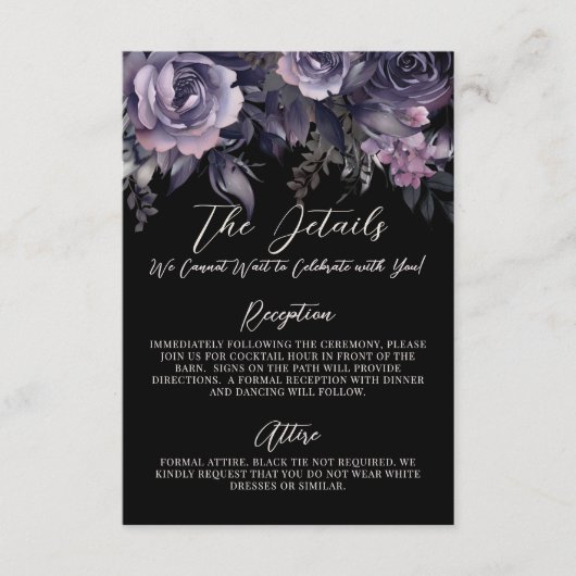 Gothic Floral Wedding Details エンクロージャーカード (正面)
