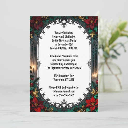 Gothic Flowers and Frame Christmas Party 招待状 (スタンド正面)