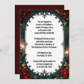 Gothic Flowers and Frame Christmas Party 招待状 (正面/裏面)