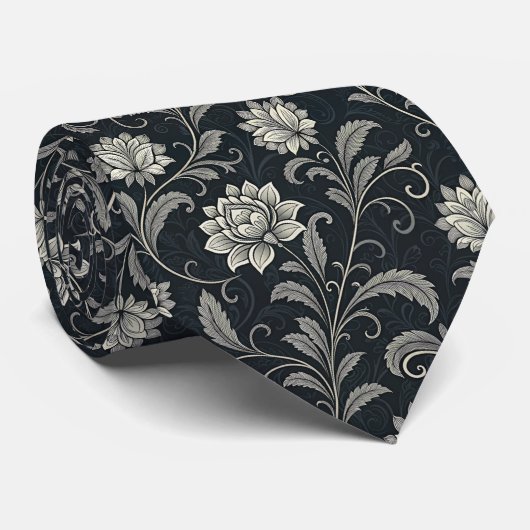 Gothic Flowers Pattern ネクタイ (ロール)