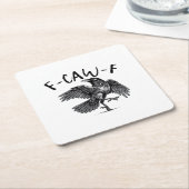 Gothic Funny F Caw F Crow Aesthetic Casual Look スクエアペーパーコースター (アングル)