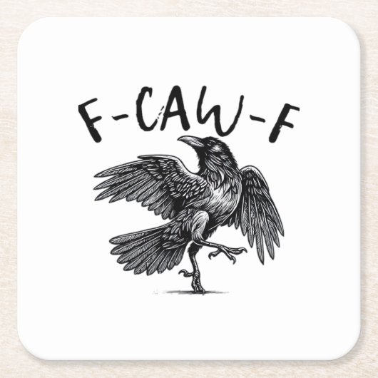 Gothic Funny F Caw F Crow Aesthetic Casual Look スクエアペーパーコースター (正面)