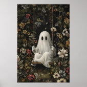 Gothic Ghost On Swing Art Print, Dark Academia ポスター (正面)