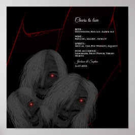 Gothic Ghosts Red White Black Dark Moody Halloween ポスター