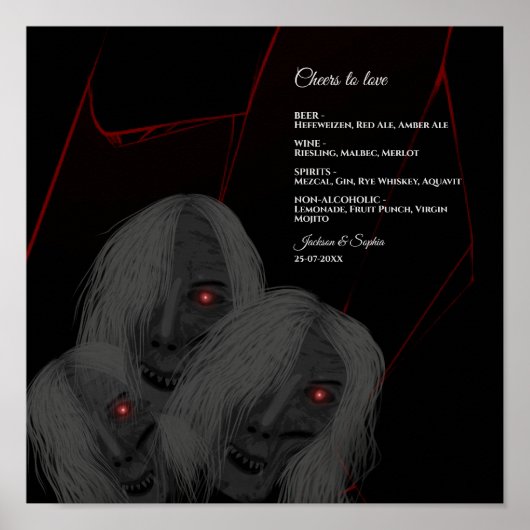 Gothic Ghosts Red White Black Dark Moody Halloween ポスター (正面)