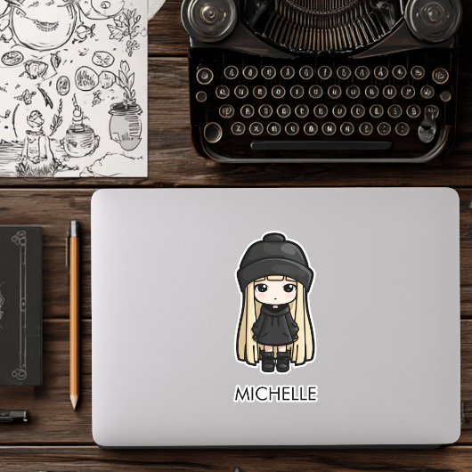 Gothic Girl Cute Girly Anime Cartoon Personalized シール
