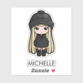 Gothic Girl Cute Girly Anime Cartoon Personalized シール (シート)