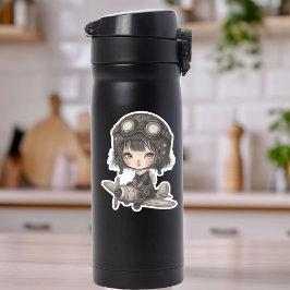 Gothic Girl Pilot flying Airplane Cute Anime シール