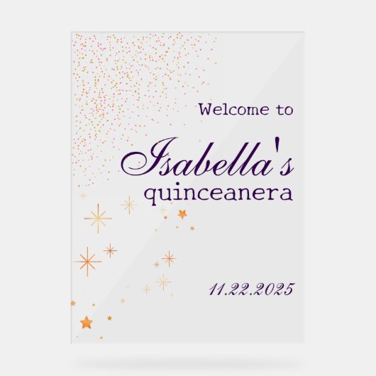 Gothic Glam Quince glitter purple Acrylic Sign アクリルサイン (正面)