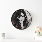 Gothic Glamour Woman Modern Portrait Decor ラージ壁時計 (ホーム)