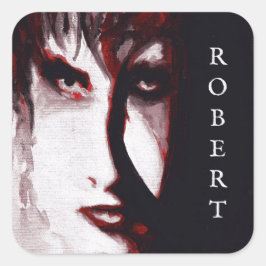 Gothic God Post Punk Goth Music Man Portrait Art スクエアシール