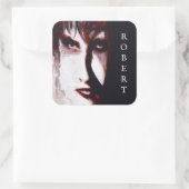 Gothic God Post Punk Goth Music Man Portrait Art スクエアシール (バッグ)