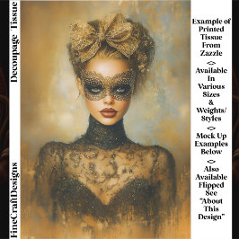 Gothic Gold Masquerade Woman, Mask ER2L Decoupage 薄葉紙