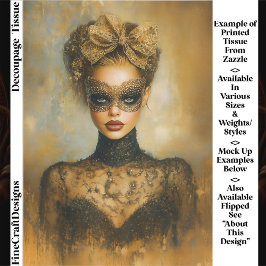 Gothic Gold Masquerade Woman, Mask ER2R Decoupage 薄葉紙