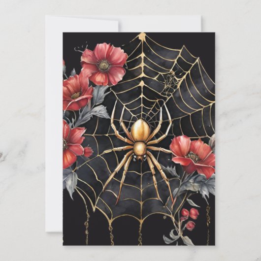 Gothic Gold & Red Spider Floral Web Handfasting 招待状 (裏面)