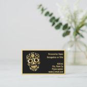 Gothic Gold Skeleton Skull on Black  名刺 (スタンド正面)
