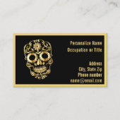 Gothic Gold Skeleton Skull on Black  名刺 (正面)