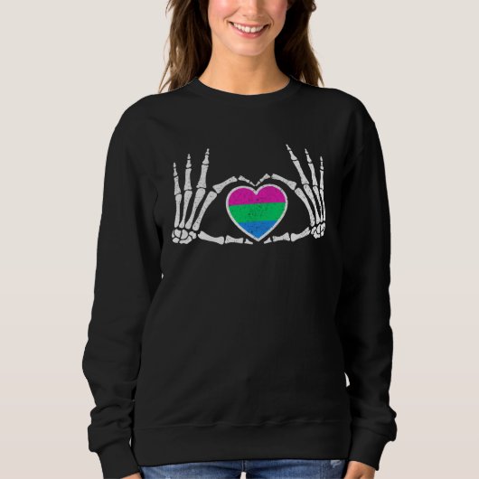 Gothic Goth Skeleton Polysexual LGBTQ Halloween Co スウェットシャツ (正面)
