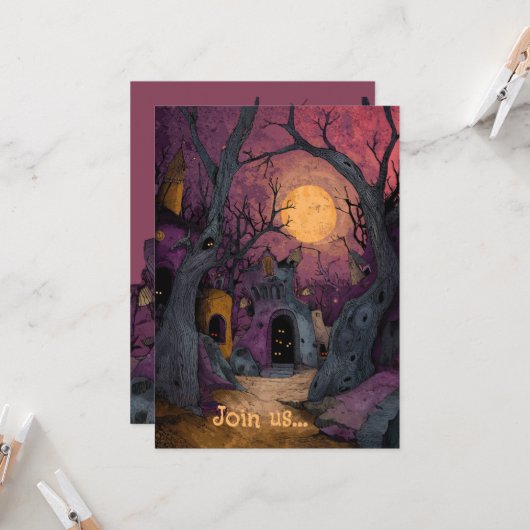 Gothic Graveyard Tim Burton-Inspired Invitation    カード (正面/裏面インサイチュ)