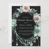 Gothic Green Mint Floral Spider Web Bridal Shower 招待状 (正面)