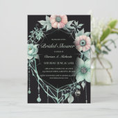 Gothic Green Mint Floral Spider Web Bridal Shower 招待状 (スタンド正面)