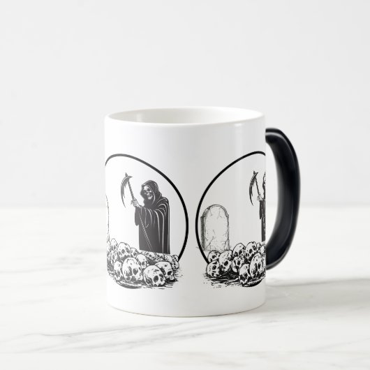 Gothic Grim Reaper and Skulls Ceramic Coffee Mug モーフィングマグカップ (正面右)