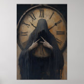 Gothic Grim Reaper Clock Art Printable Dark ポスター (正面)