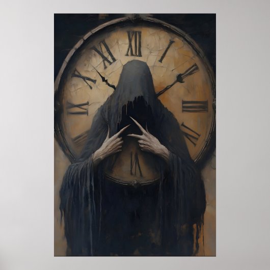 Gothic Grim Reaper Clock Art Printable Dark ポスター (正面)
