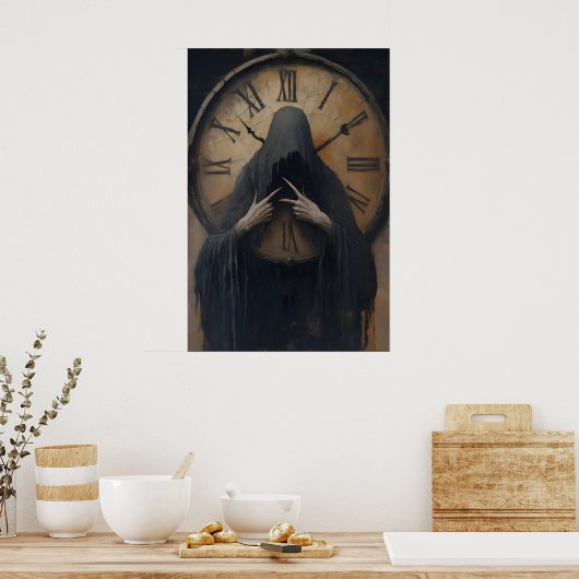 Gothic Grim Reaper Clock Art Printable Dark ポスター (キッチン)