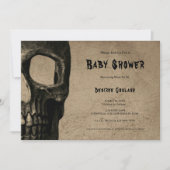 Gothic Half Skull Black Baby Shower Invitation 招待状 (正面)