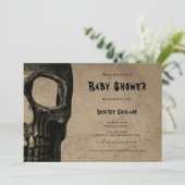 Gothic Half Skull Black Baby Shower Invitation 招待状 (スタンド正面)