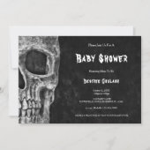Gothic Half Skull Black Baby Shower Invitation 招待状 (正面)