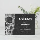 Gothic Half Skull Black Baby Shower Invitation 招待状 (スタンド正面)