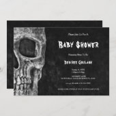 Gothic Half Skull Black Baby Shower Invitation 招待状 (正面/裏面)