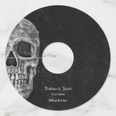 Gothic Half Skull Cool Black And White Grunge ワイングラスタグ (裏面)