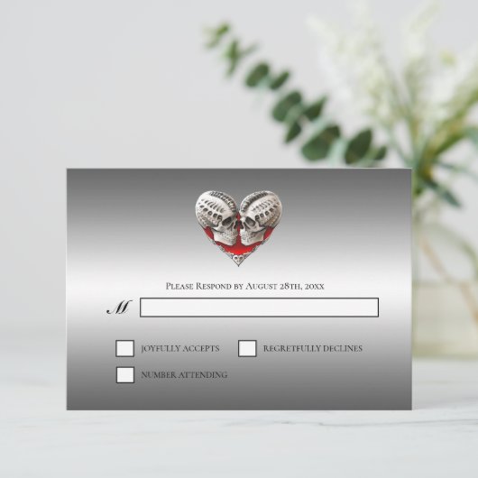 Gothic Halloween Alternative Wedding RSVP Card (スタンド正面)