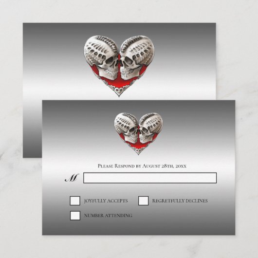 Gothic Halloween Alternative Wedding RSVP Card (正面/裏面)