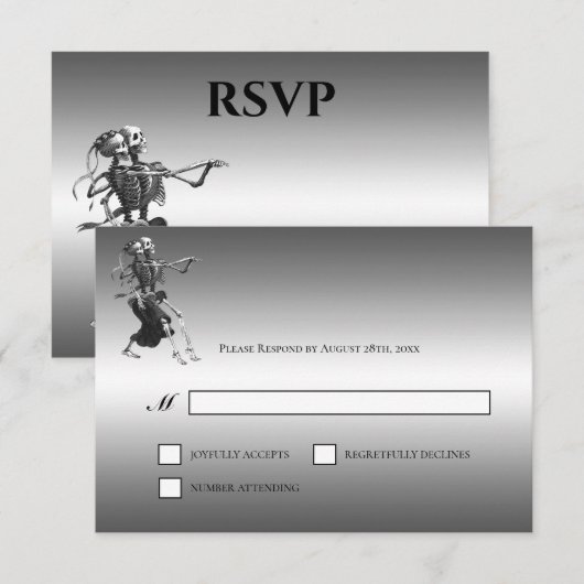 Gothic Halloween Alternative Wedding RSVP Card (正面/裏面)