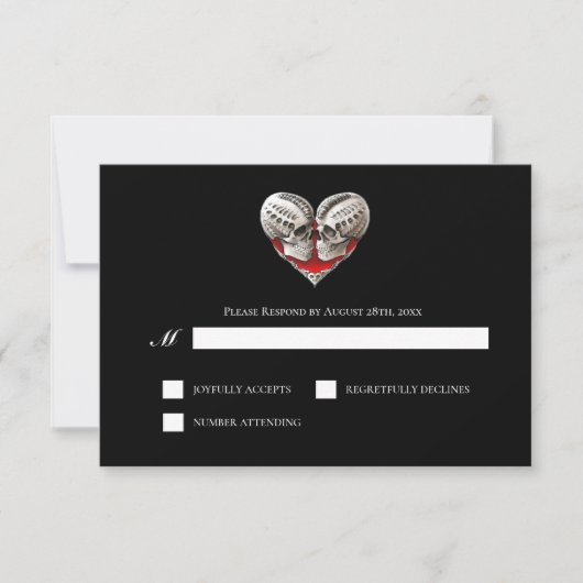 Gothic Halloween Alternative Wedding RSVP Card (正面)