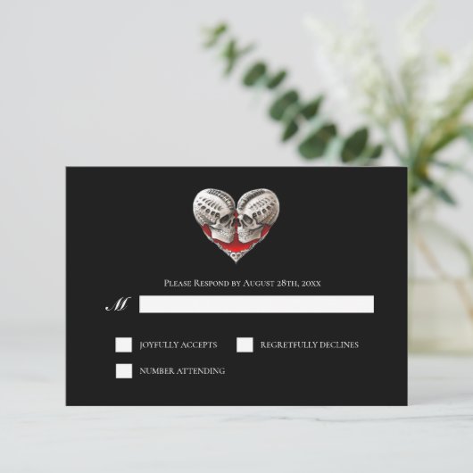 Gothic Halloween Alternative Wedding RSVP Card (スタンド正面)