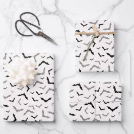 Gothic Halloween Black Bat Wedding ラッピングペーパーシート