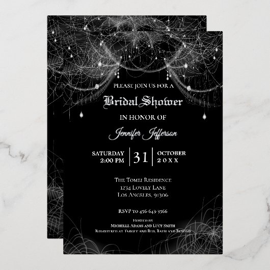 Gothic Halloween Bridal Shower foil invitation 箔招待状 (正面/裏面)