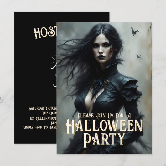 Gothic Halloween Night of Mystery Invitation (正面/裏面)